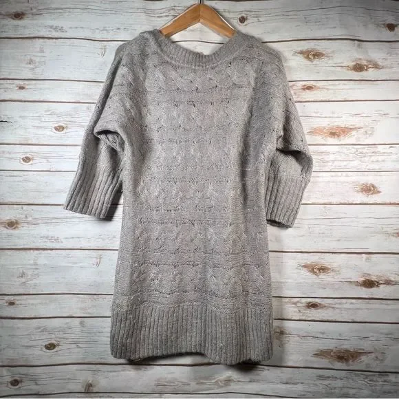 Calvin Klein Grey Wool/Mohair Blend Cable Knit Crewneck Sweater Size S - Picture 5 of 9